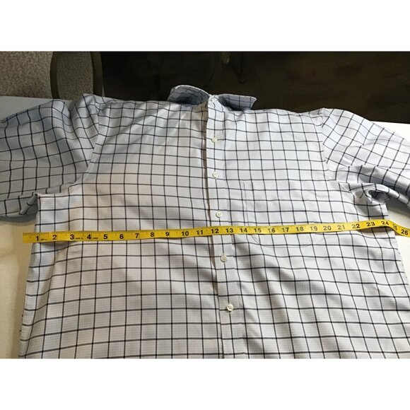 HART SCHAFFNER MARX- MENS 100% PIMA COTTON BLUE/BLACK SQUARE SHIRT SIZE NECK 17 - Picture 5 of 6